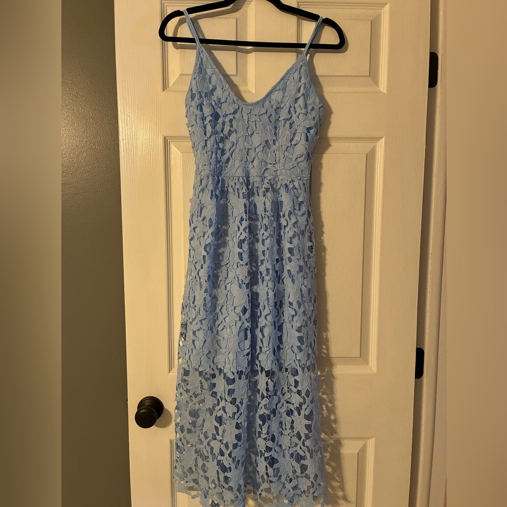 Elegant Blue Lace Dress